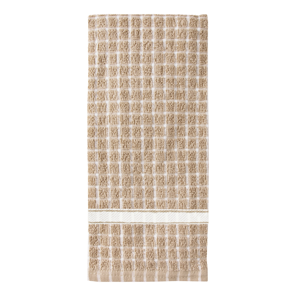 Ritz Classic Check Kitchen Towel 100% Cotton Terry Taupe/Natural 13298